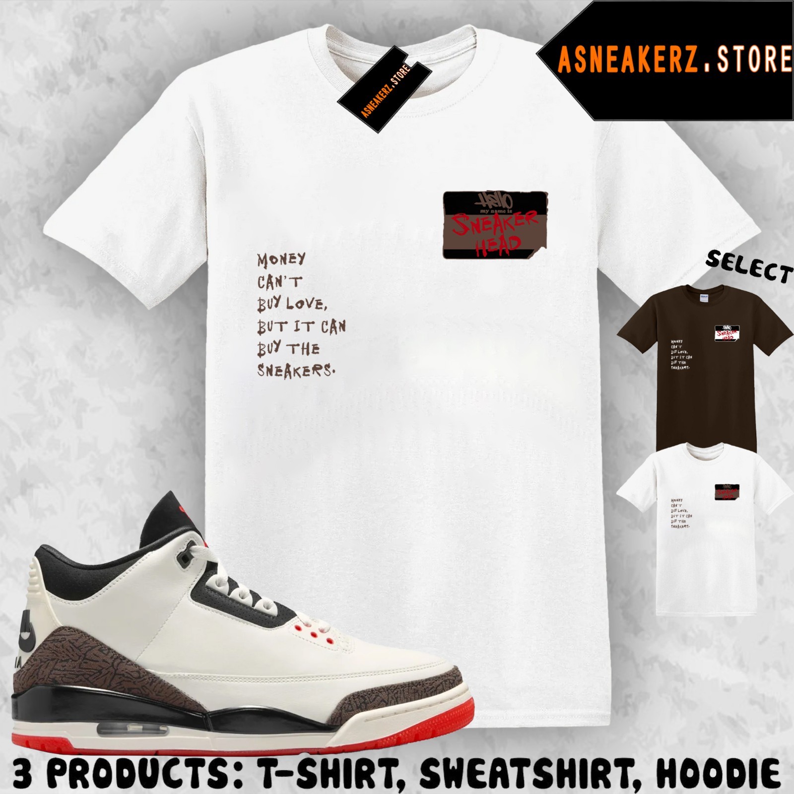 Tee Shirt Matching AJ 3 World’s Best Dad 2026 To Match Sneaker Sneakerhead Badge