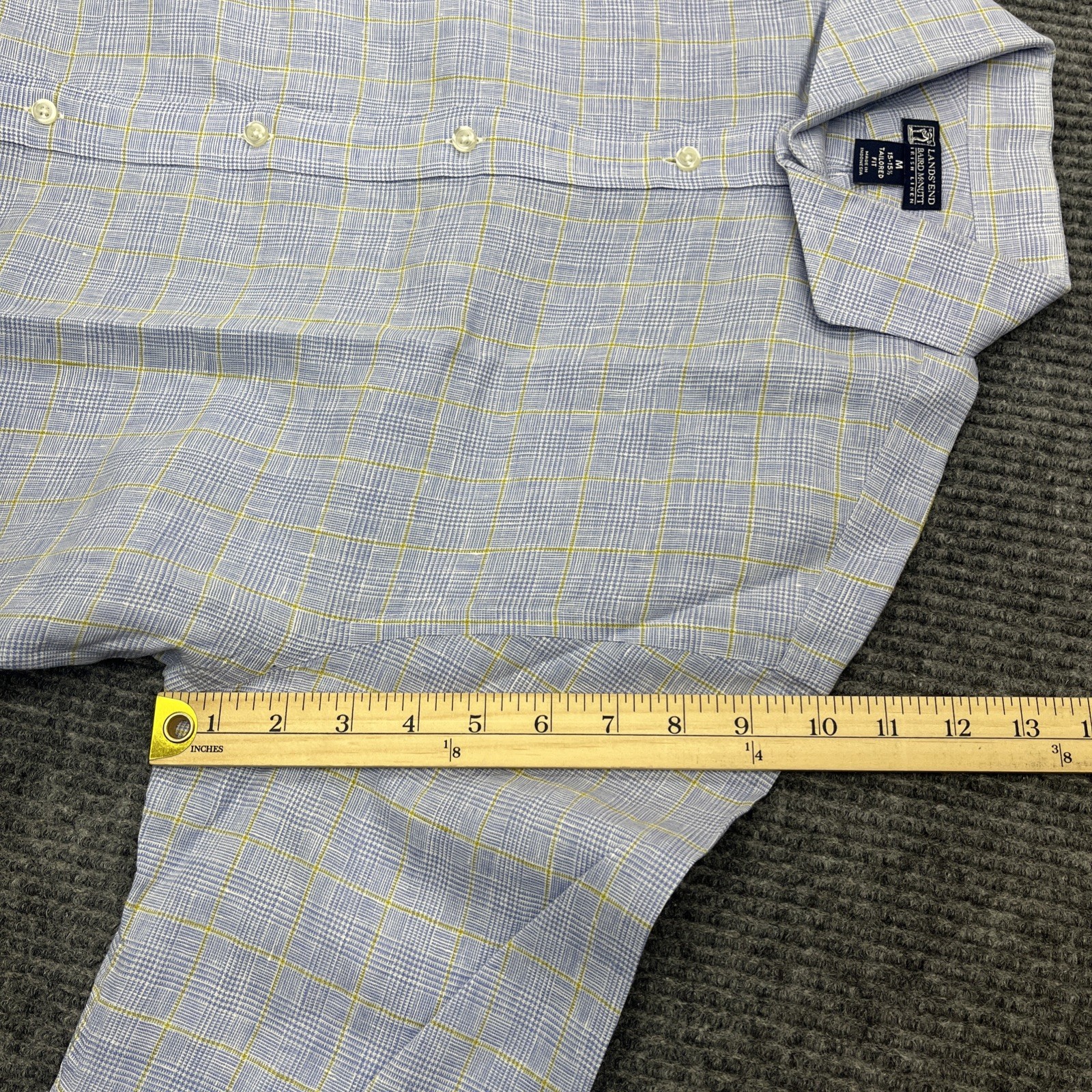 Lands End Baird McNutt Irish Linen Button Up Shirt M Mens Tailored Fit 15 – 15.5