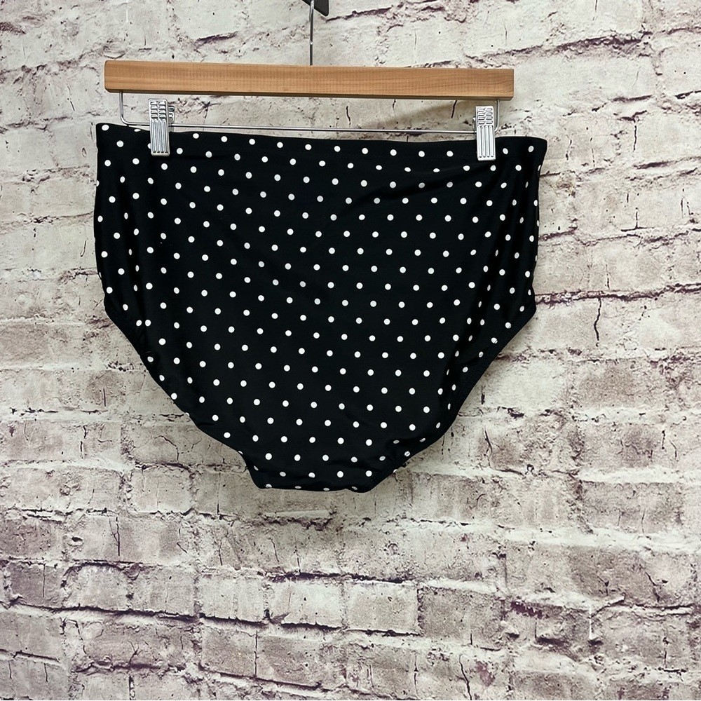 Catalina Swim Bikini Bottom Black White Floral Dot High Rise Size 1X 16W