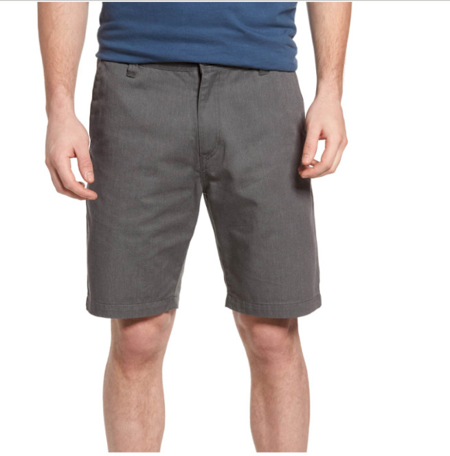 VOLCOM VMONTY sz 33 gray chino shorts modern Stretch fit NEW x 11″ inseam