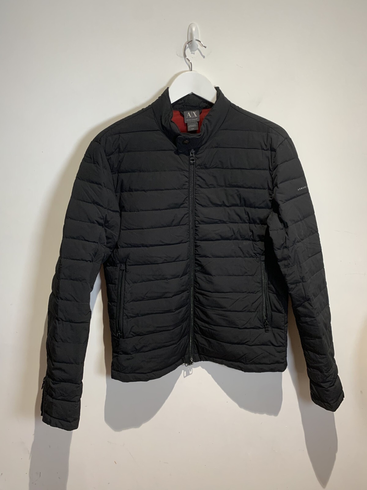Armani Exchange Puffer Jacket Size M black Full Zip Lined Men’s Sleeve Zip
