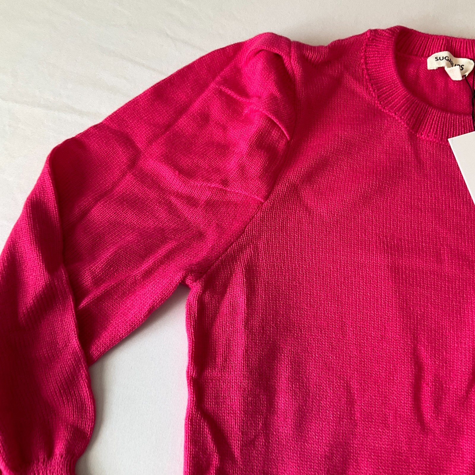 Sugarlips Pullover Sweater Womens Size M Pink Long Sleeve Stretch Knit