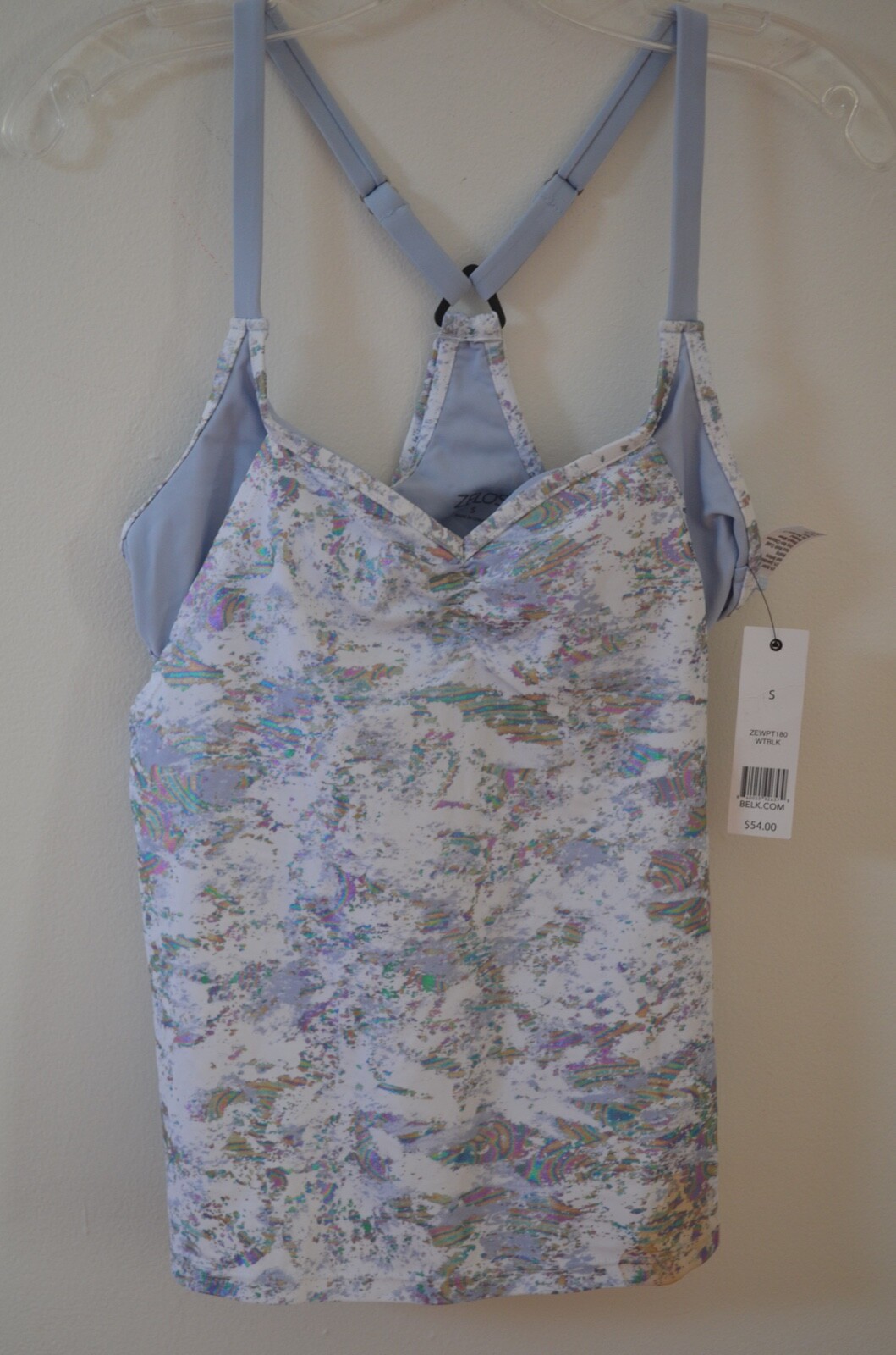 NWT Zelos Ivory Metallic 80% Nylon/20% Spandex Built/ Bra Athletic Tank Size S