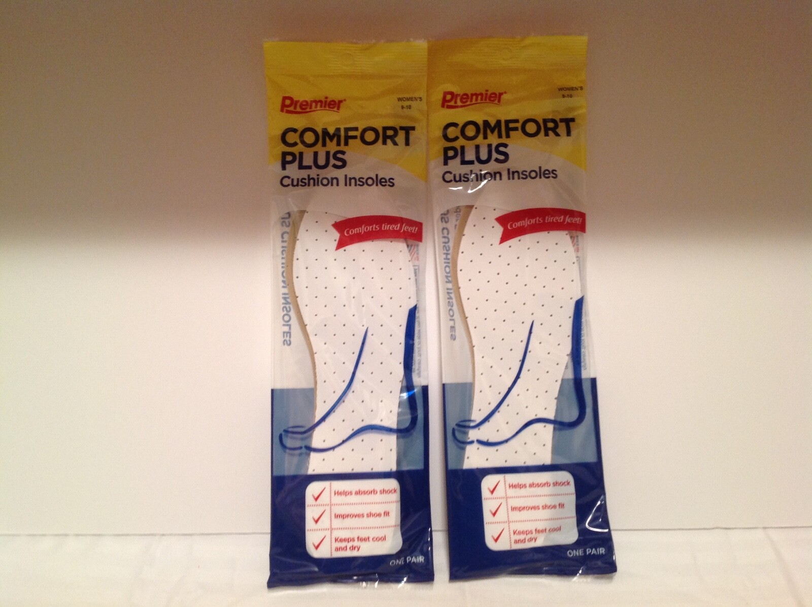 Premier Comfort Plus Cushion Insoles Shoe Insoles Sneaker Insert Women Size 9-10
