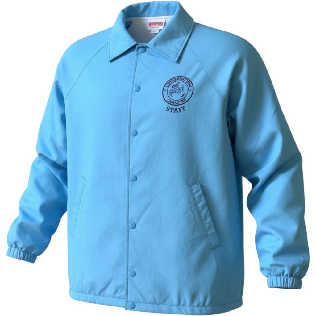 Vintage Hartwell Jeffersontown Chargers Coaches Jacket Mens Blue Snap Nylon