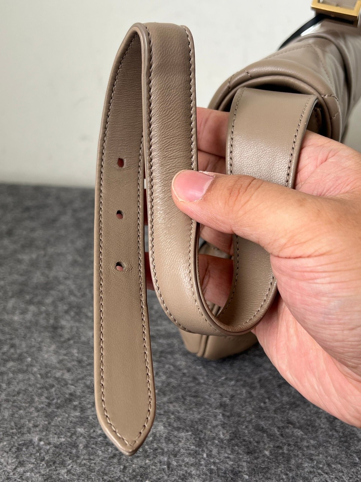 Saint Laurent LE 57 Hobo Shoulder Bag Beige Leather GHW Adjustable Strap Auth
