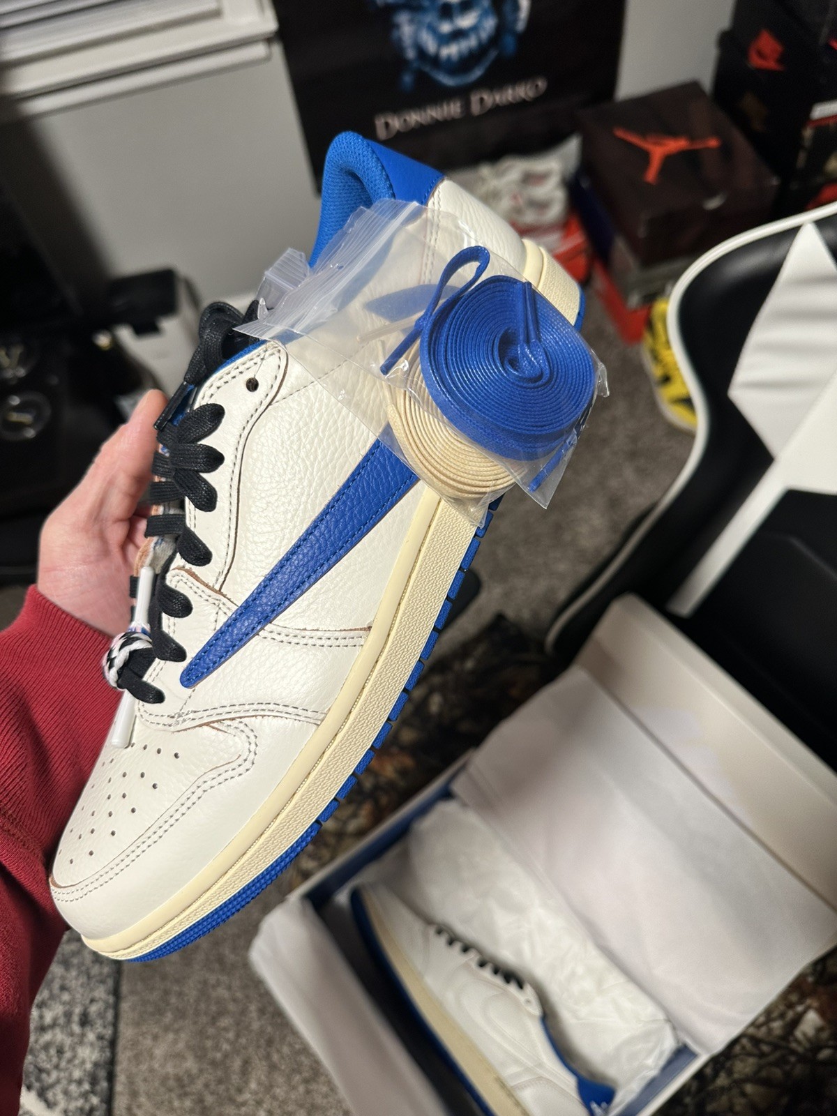 Jordan 1 Retro Low OG SP Fragment x Travis Scott Sail Military Blue 11.5