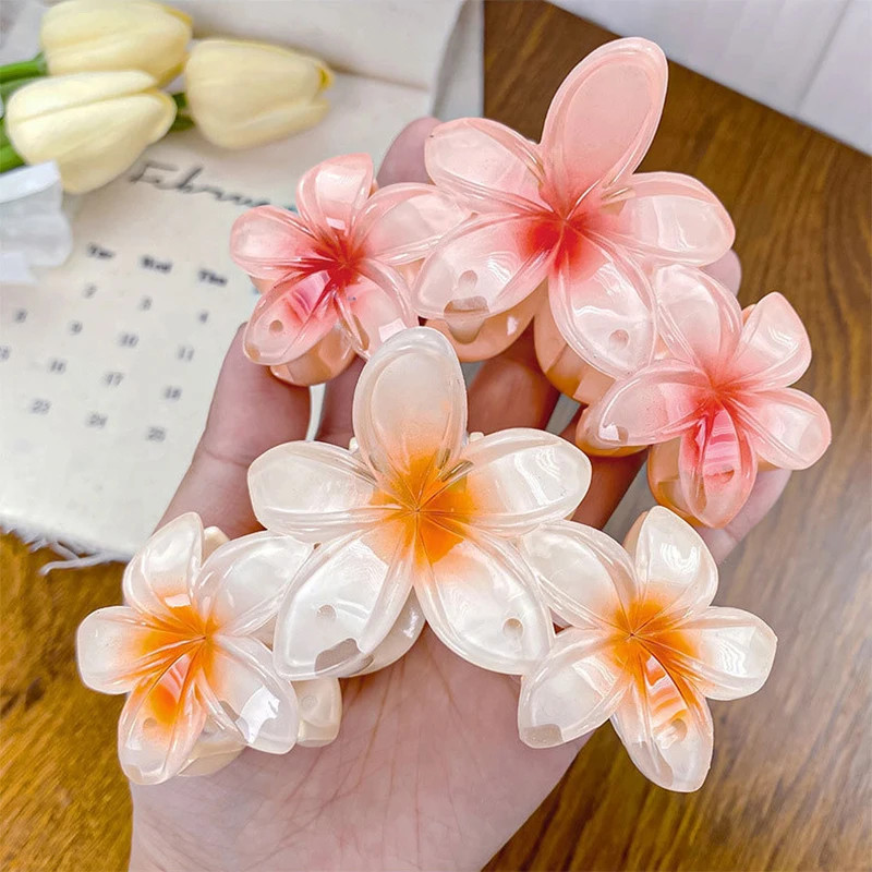 Acrylic Flower Hair Claw Clip Gradient Egg Summer Beach Women Girls Accessories
