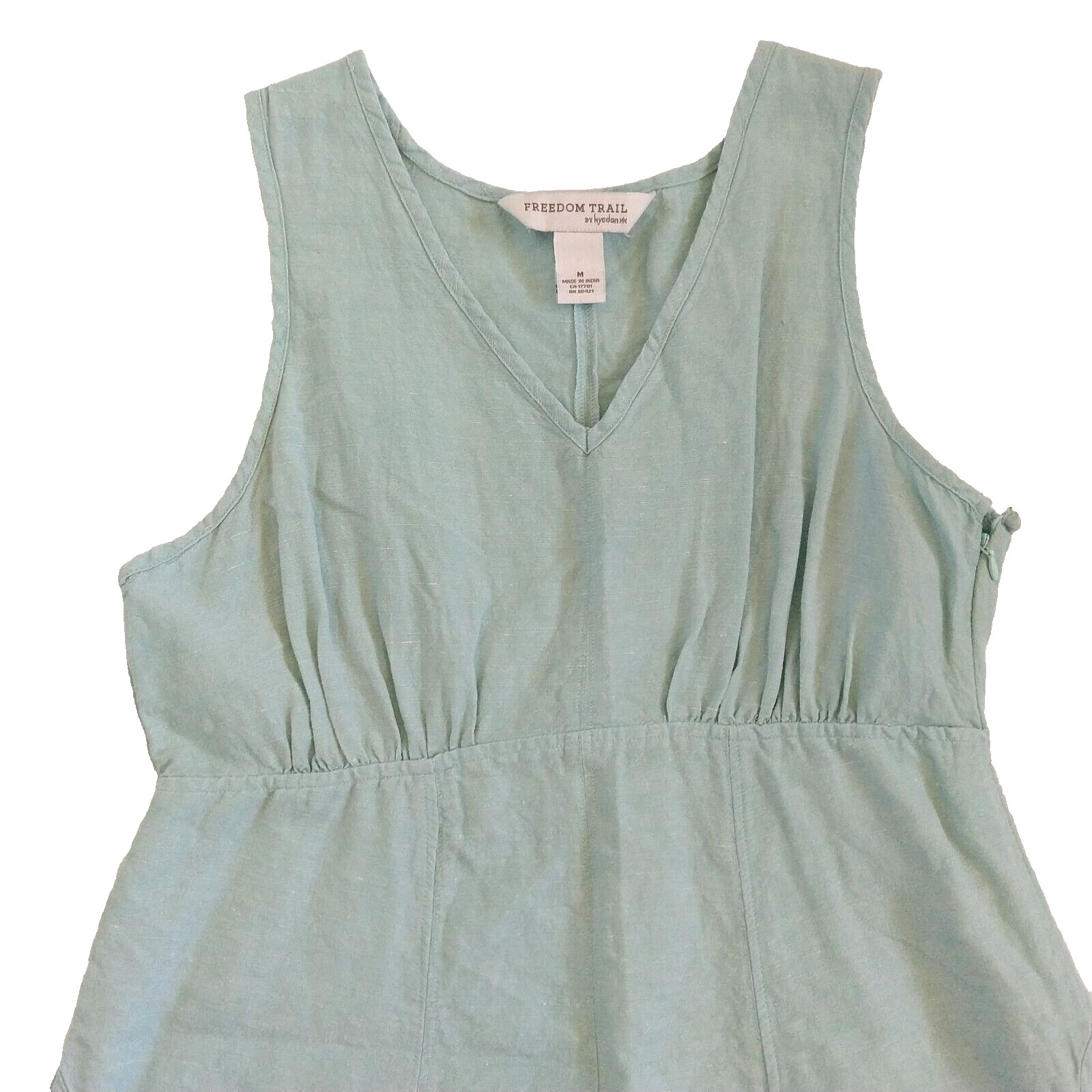 Freedom Trail by Kyodan Linen Blend Midi Dress Size M Mint Green Pockets