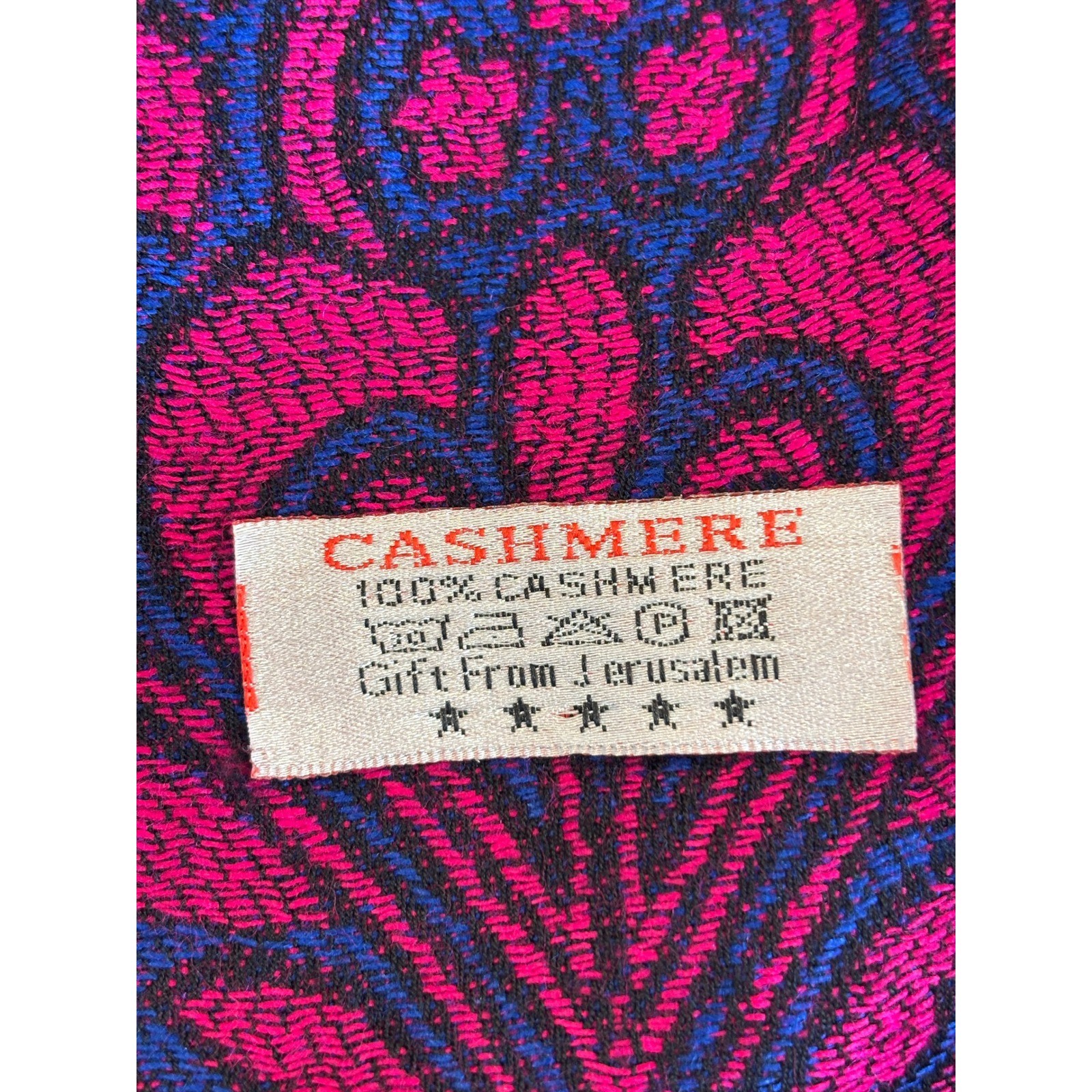Gift From Jerusalem 100% Cashmere Pashmina Shawl Scarf Blue Pink Floral Fringe