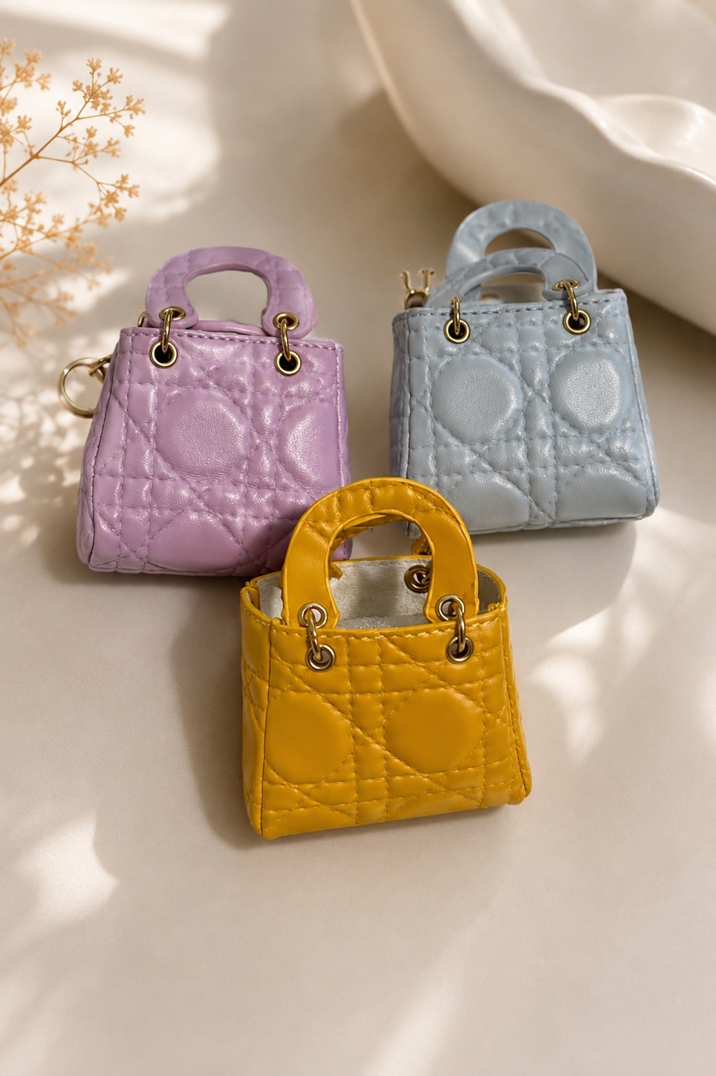 3PCS Mini Tote Bag Keychain Accessories DIY Charm Bundle