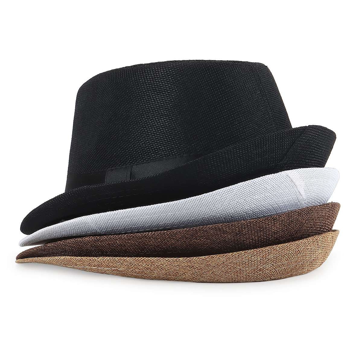 Classic Fedora Hats for Men Women Short Brim Felt Feather Hat Panama Dress Hat