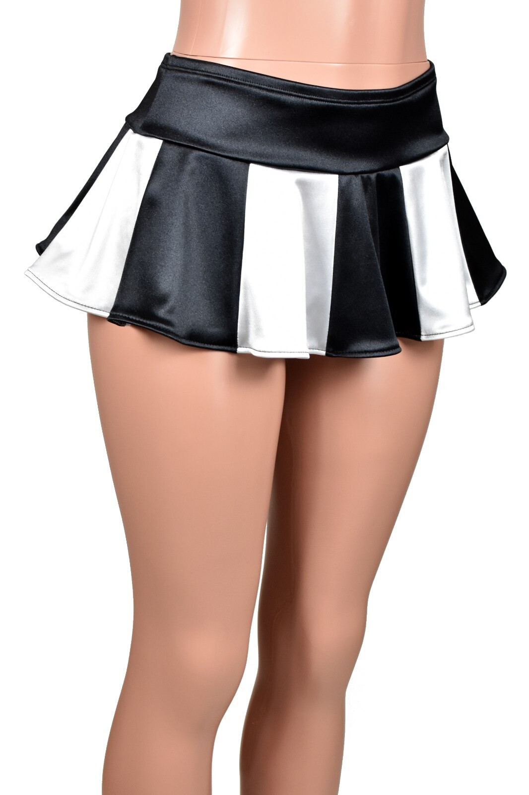 Black White Stretch Satin Micro Mini Skirt XS to XL 2XL 3XL lingerie plus size