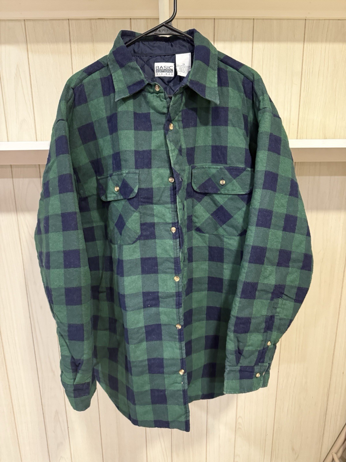 Basic Edition Big Man 2XL Men’s Button Down Flannel Plaid Shirt Long Sleeve