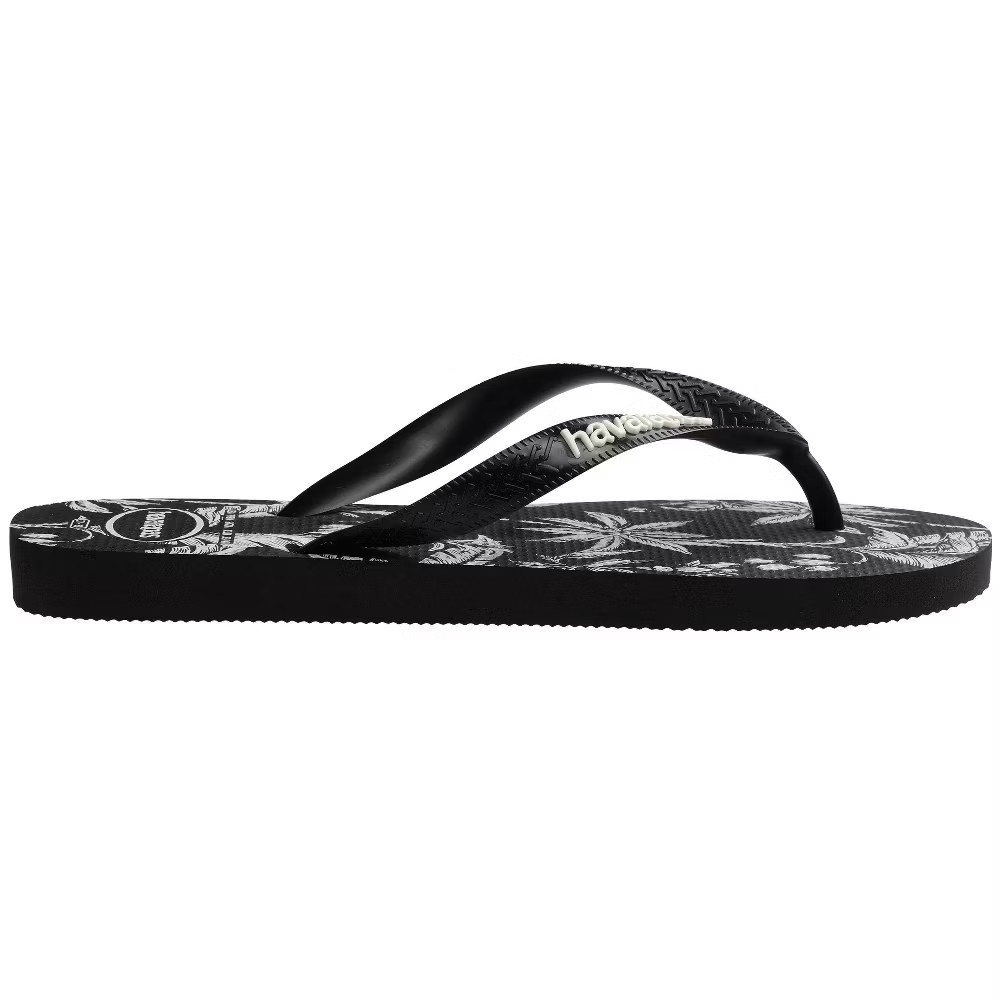 Havaianas Women Logo Flip Sandals – Black/White Print 7-8