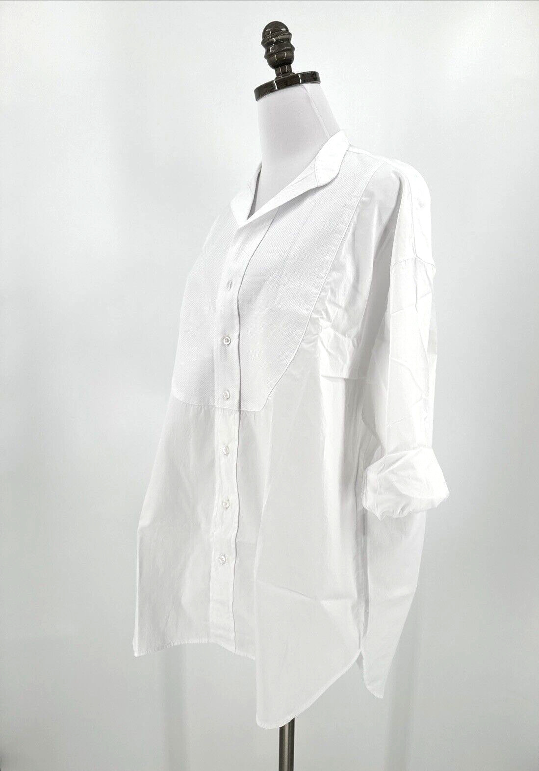 Frank & Eileen Italian Victoria Tuxedo Shirt Womens White SuperLuxe Sz S