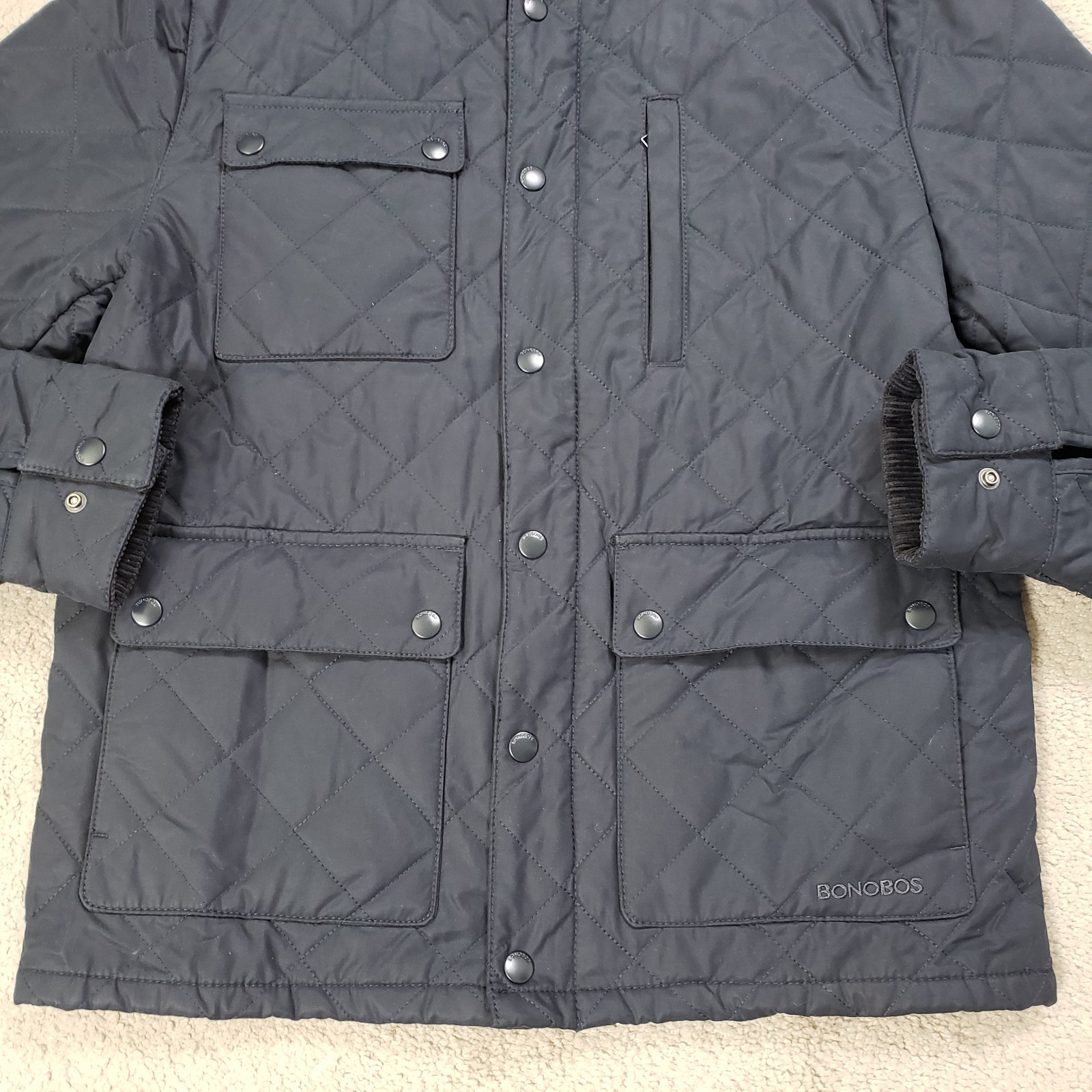 Bonobos Banff Quilted Jacket Mens Medium Black Standard Fit Driving Outdoor