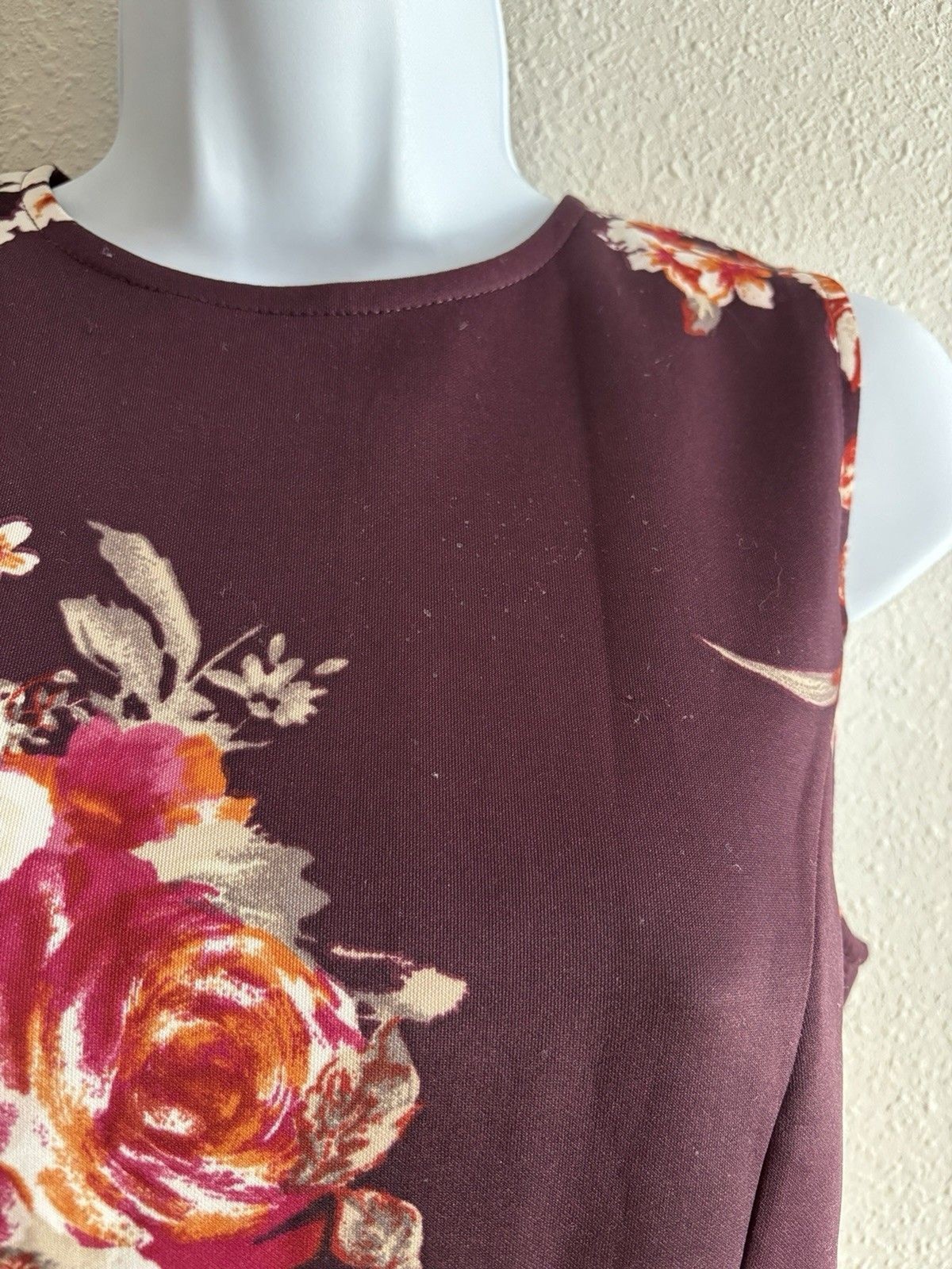 Altar’d State Plum Floral Pleated Fit & Flare Dress Large Boho Romantic