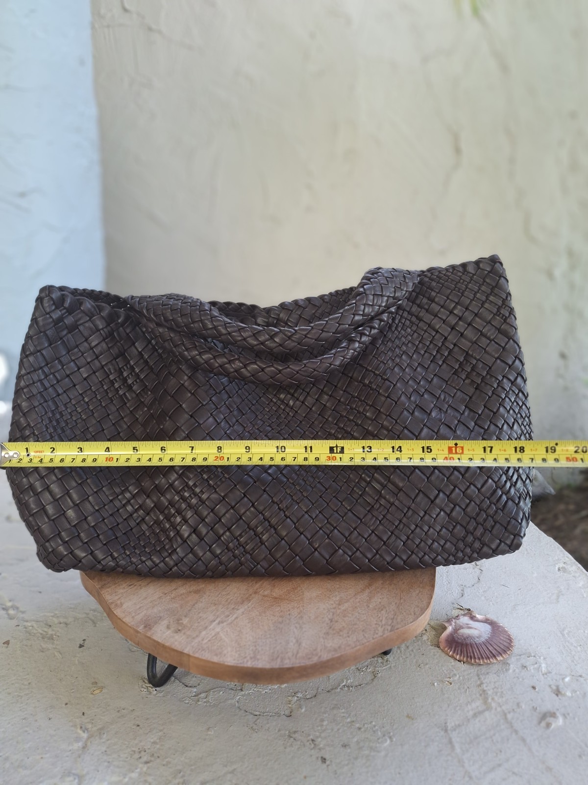 FALOR Large Firenze Hand Woven Dark Brown Tote Bag F7348 Made in Italy