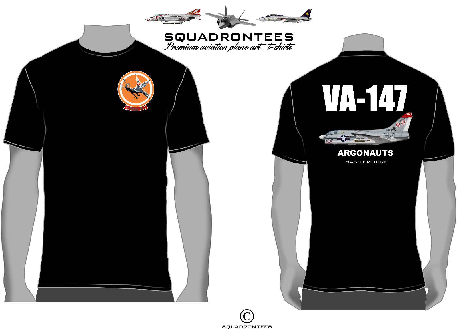 VA-147 Argonauts A-7 Squadron T-Shirt, USN Licensed Product