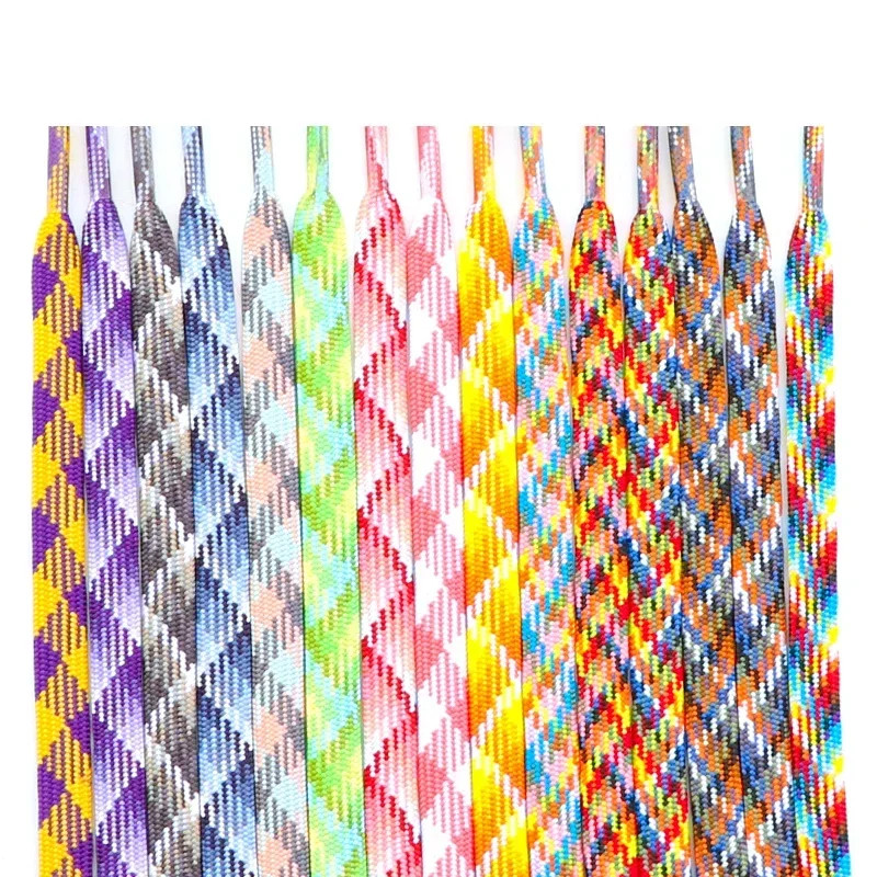 1 Pair Rainbow Shoelace Colorful Striped Shoe Laces for Woman Man Width 1CM Flat