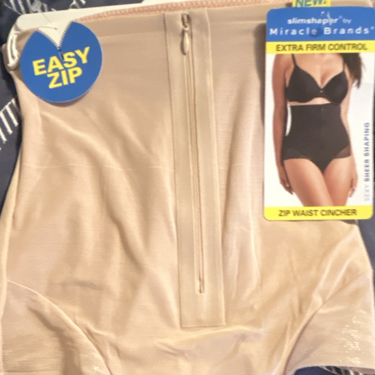 Miracle Brands Slimshaper High-Waist Shapewear Beige M Extra Firm Easy Zip