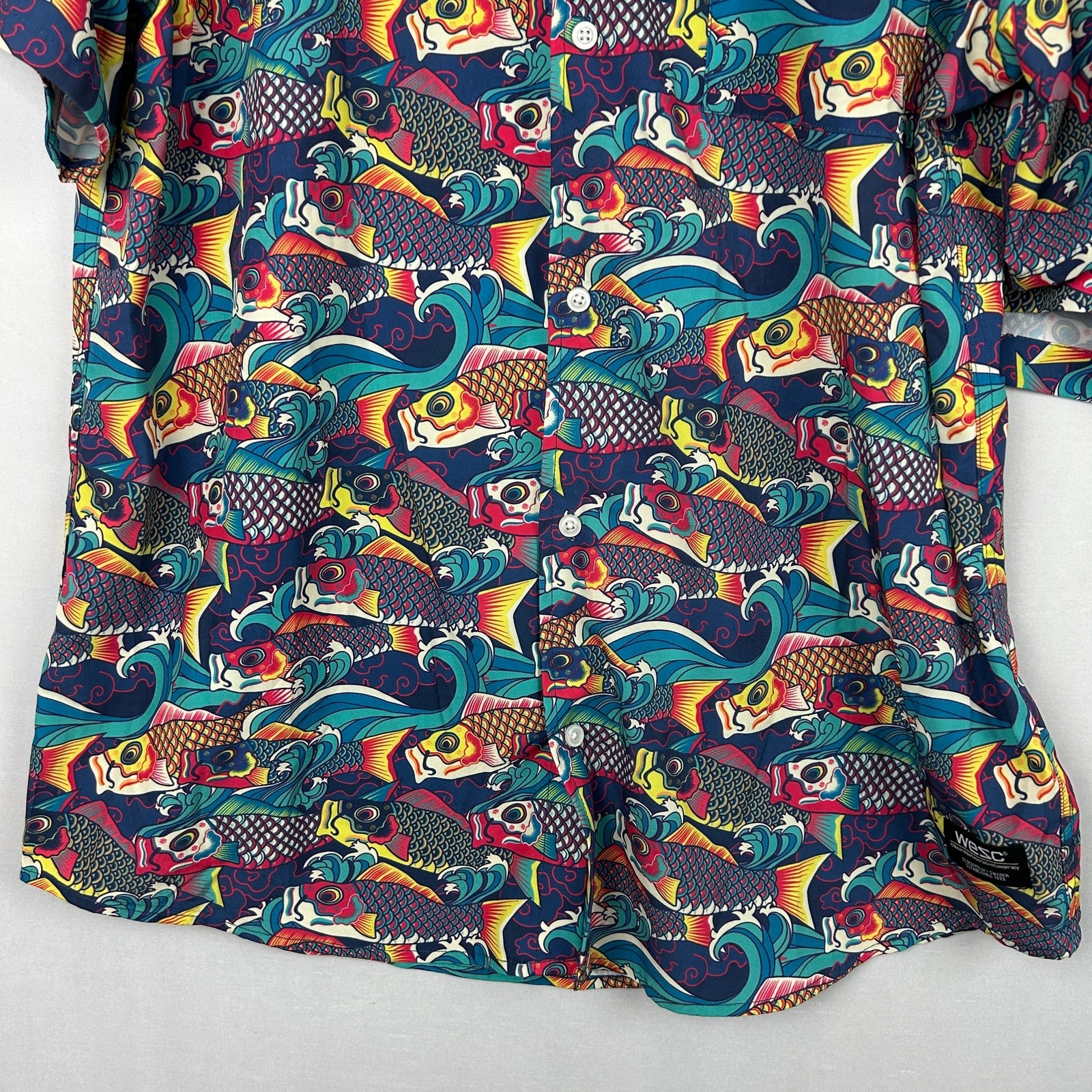 WeSC Mens Koi Waves AOP Oden Short Sleeve Shirt Austin Shorts 2 Piece Set Size L
