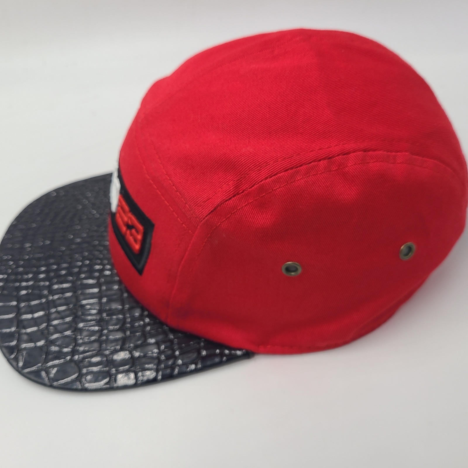 5 Panel Hat Strapback Muka Headwear Red Black Legend 23 Faux Crocodile Brim Men