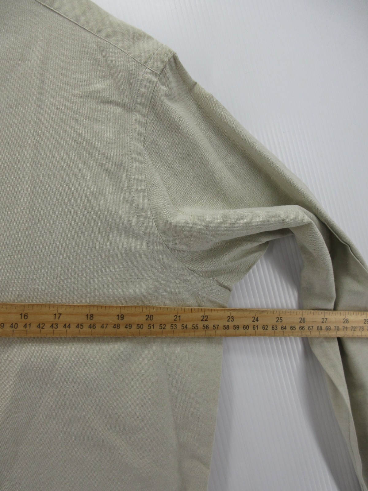 VINTAGE Ralph Lauren Shirt Men 15 1/2 Beige Oxford Cloth OCBD Flesh Pony Preppy