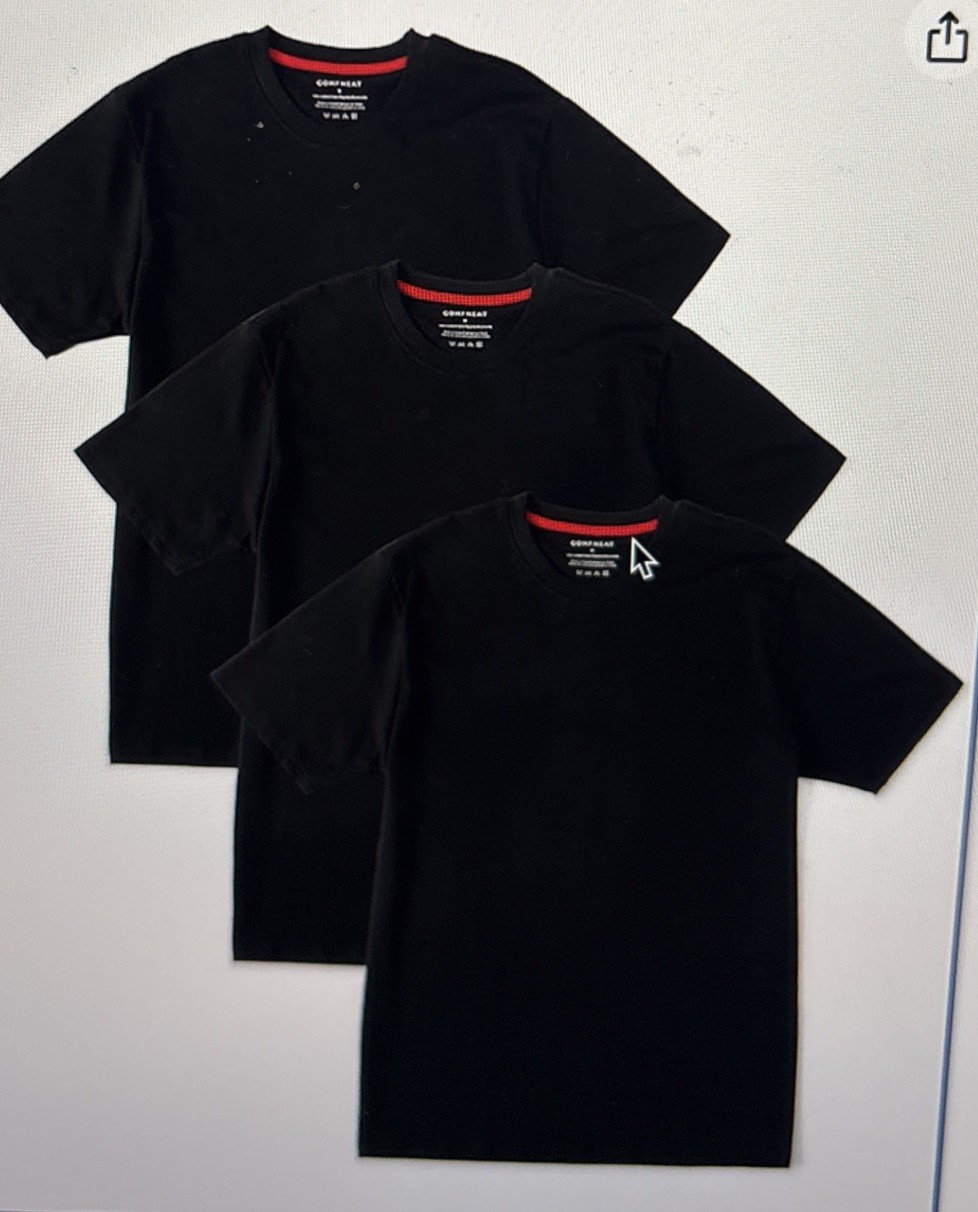 Comfneat Men’s 3-Pack Lightweight Crew Neck T-Shirts, Black. New