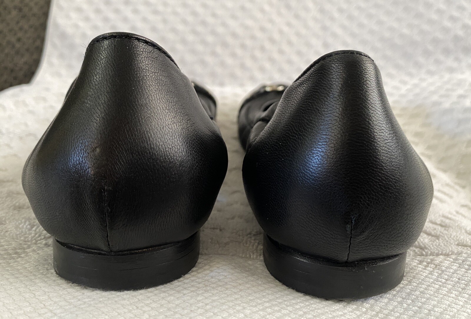 AGL Monika Cap Toe Ballet Flats Black Patent Leather Bronze Size 38.5 US 8.5