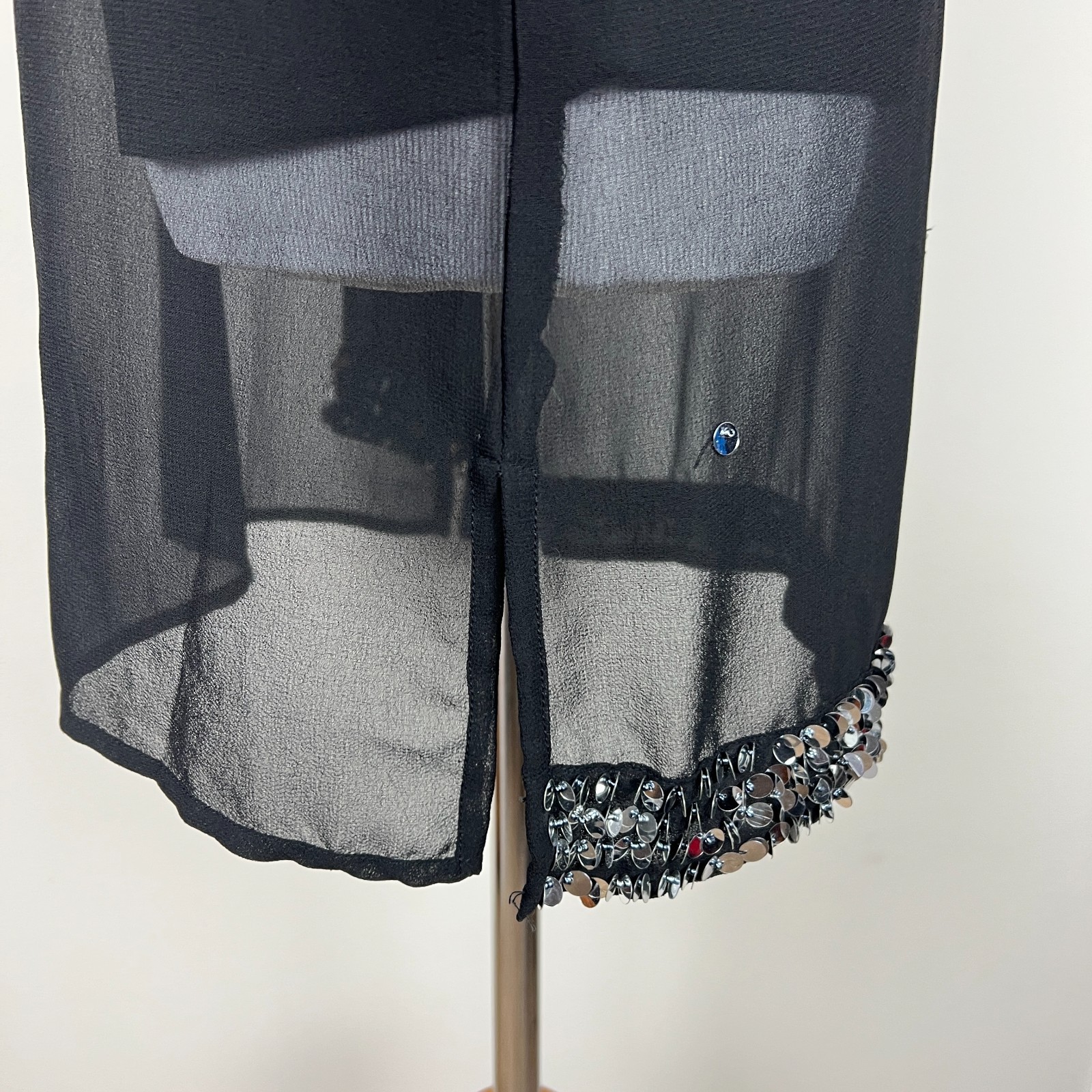 Cervelle Whimsigoth Tunic Top Womens Small Black Semi Sheer Sequin Trim Lined S