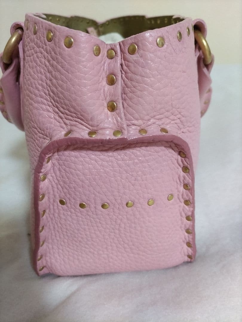 CELINE Boogie Bag Pink Genuine Leather Rare Studded Tote Authentic