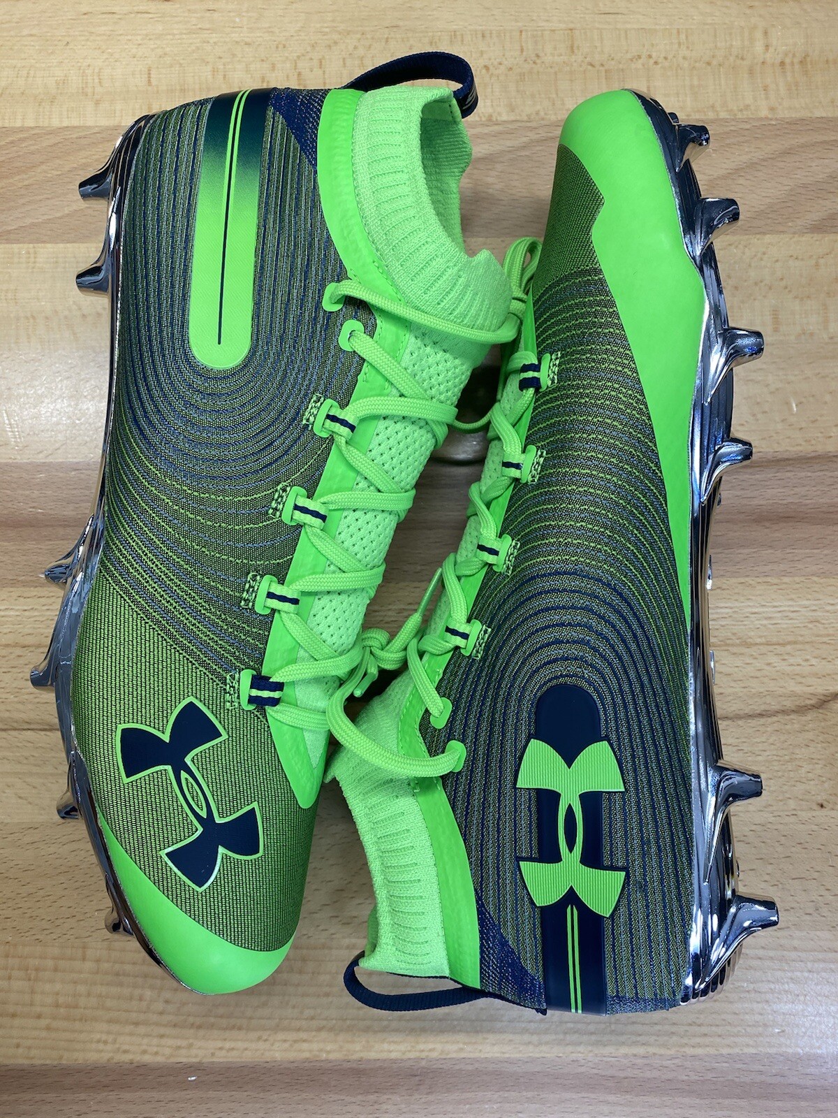 Under Armour Spotlight MC Grinch Green Chrome Football Cleats Men’s Size 14
