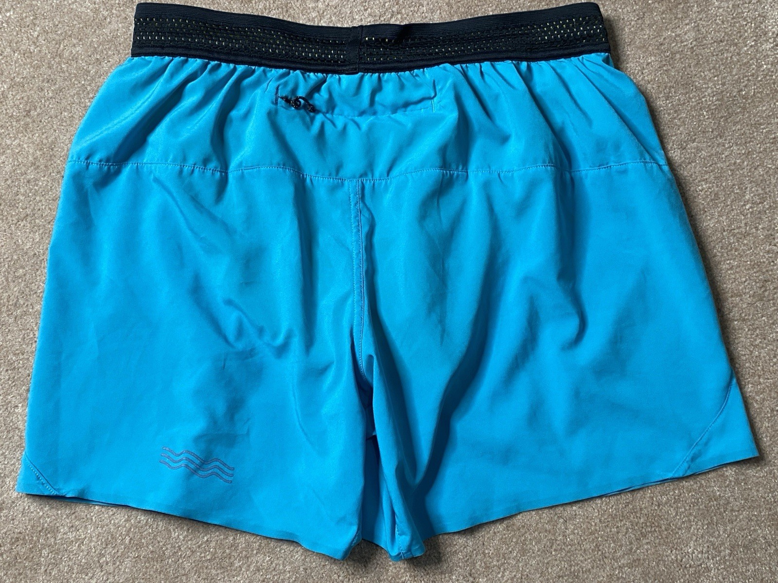 Janji AFO Middle Running Shorts Mens Medium Blue-Neon Yellow Liner 5” InseamEUC
