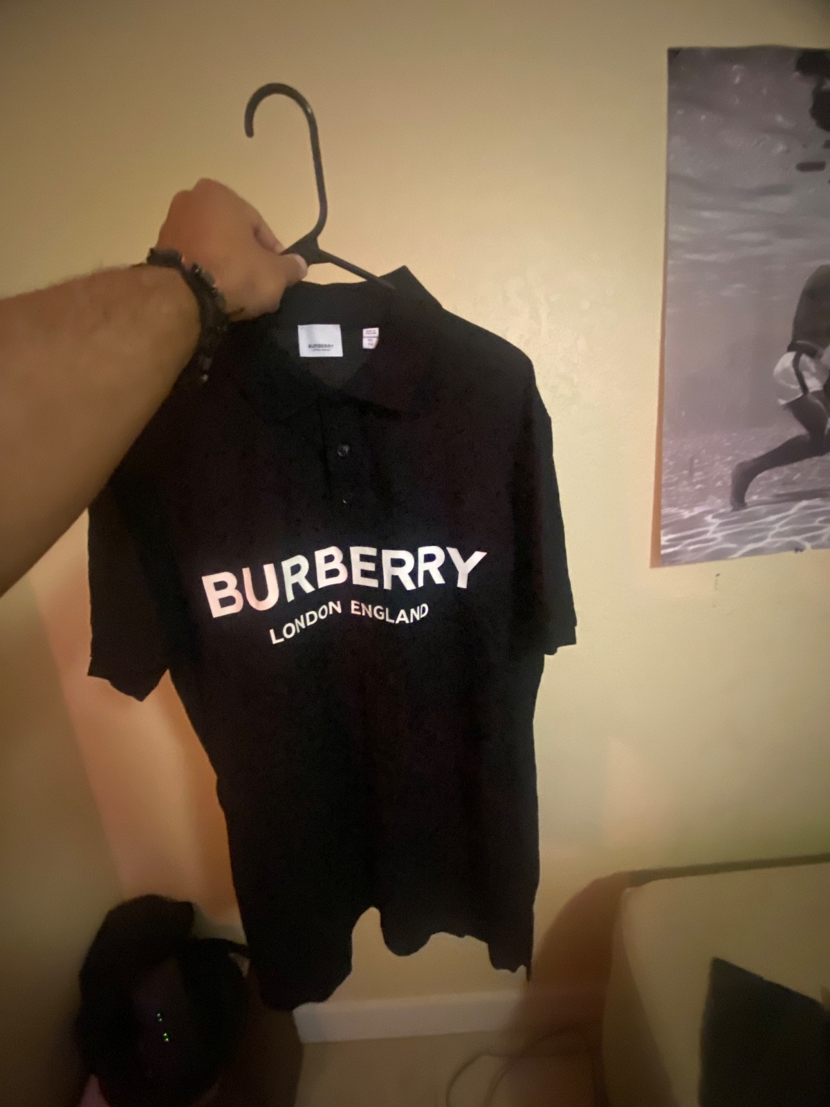 Burberry black polo shirt xl