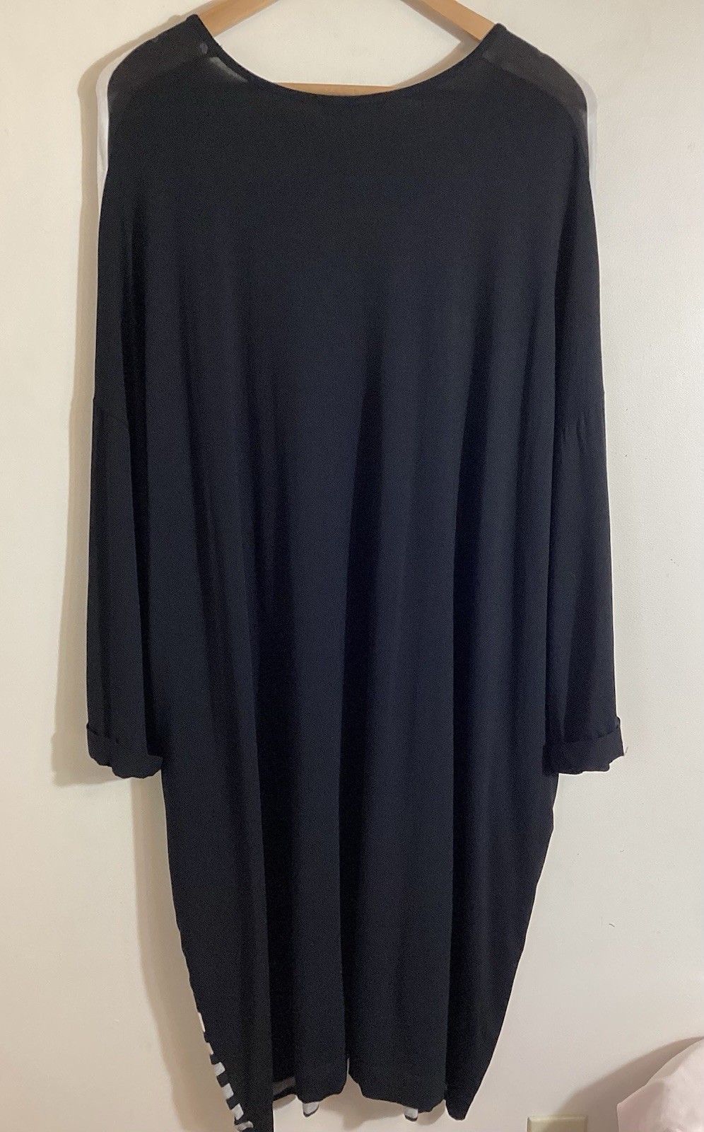 Alembika Contrast Stripe Midi Knit Dress M (12/14) Lagenlook Oversized Minimal