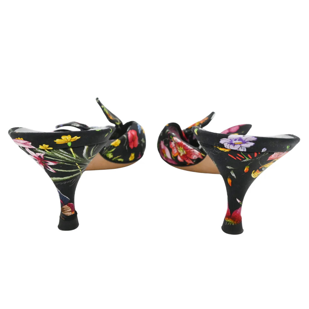 GUCCI | Floral Satin Bow Knot Kitten Heels Size 6.5B