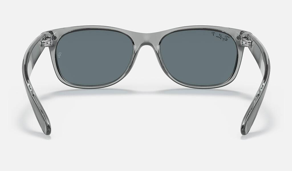 RayBan New Wayfarer Classic Transparent Grey/Dark Blue Polarized 55mm Sunglasses