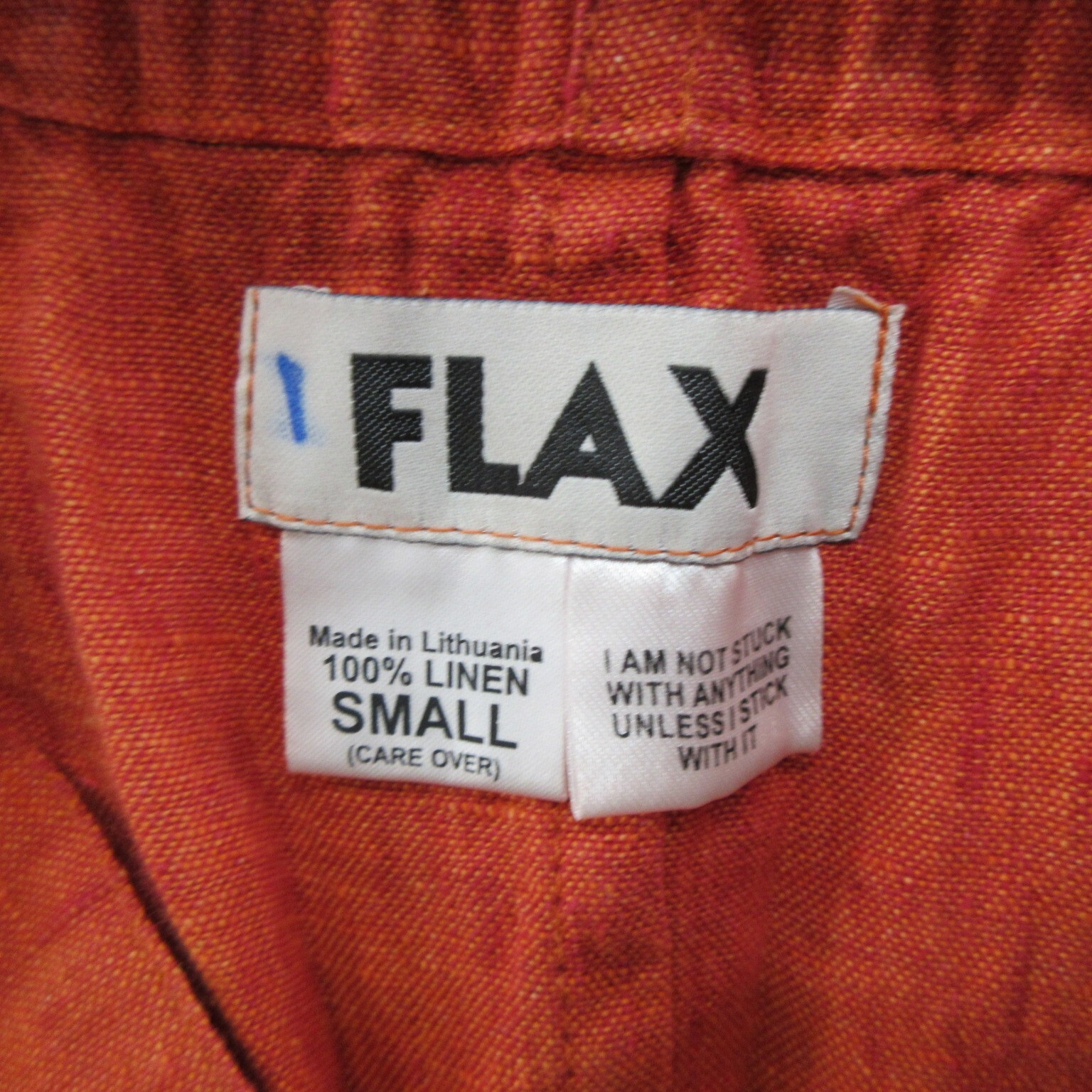 FLAX Designs Linen Skirt Small Solid Orange Maxi Pull-On Elastic Waistband New