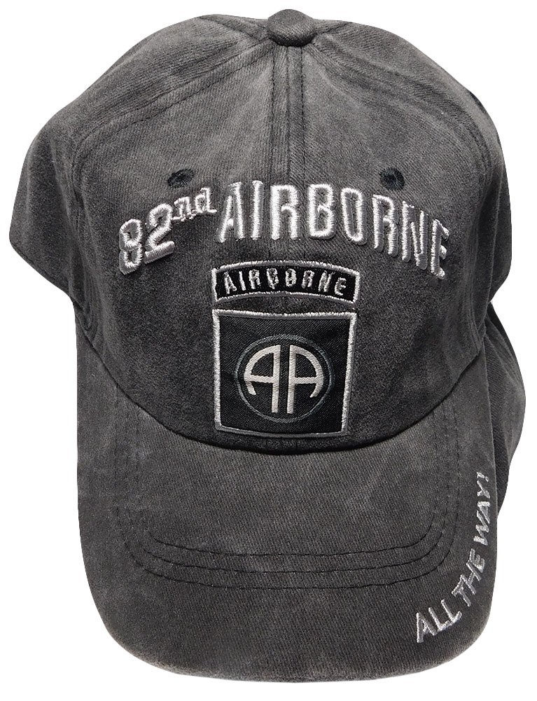 82nd Airborne All The Way! Grey Gray Embroidered Hat Cap CAP527B – Licensed
