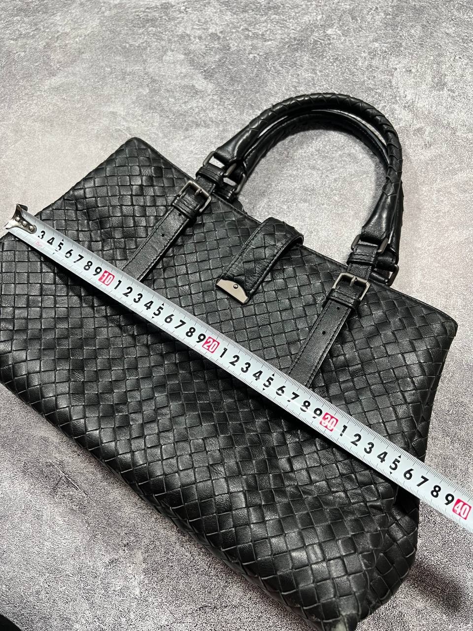 Bottega Veneta Intrecciato Leather Tote Bag Black Woven Handbag Made in Italy
