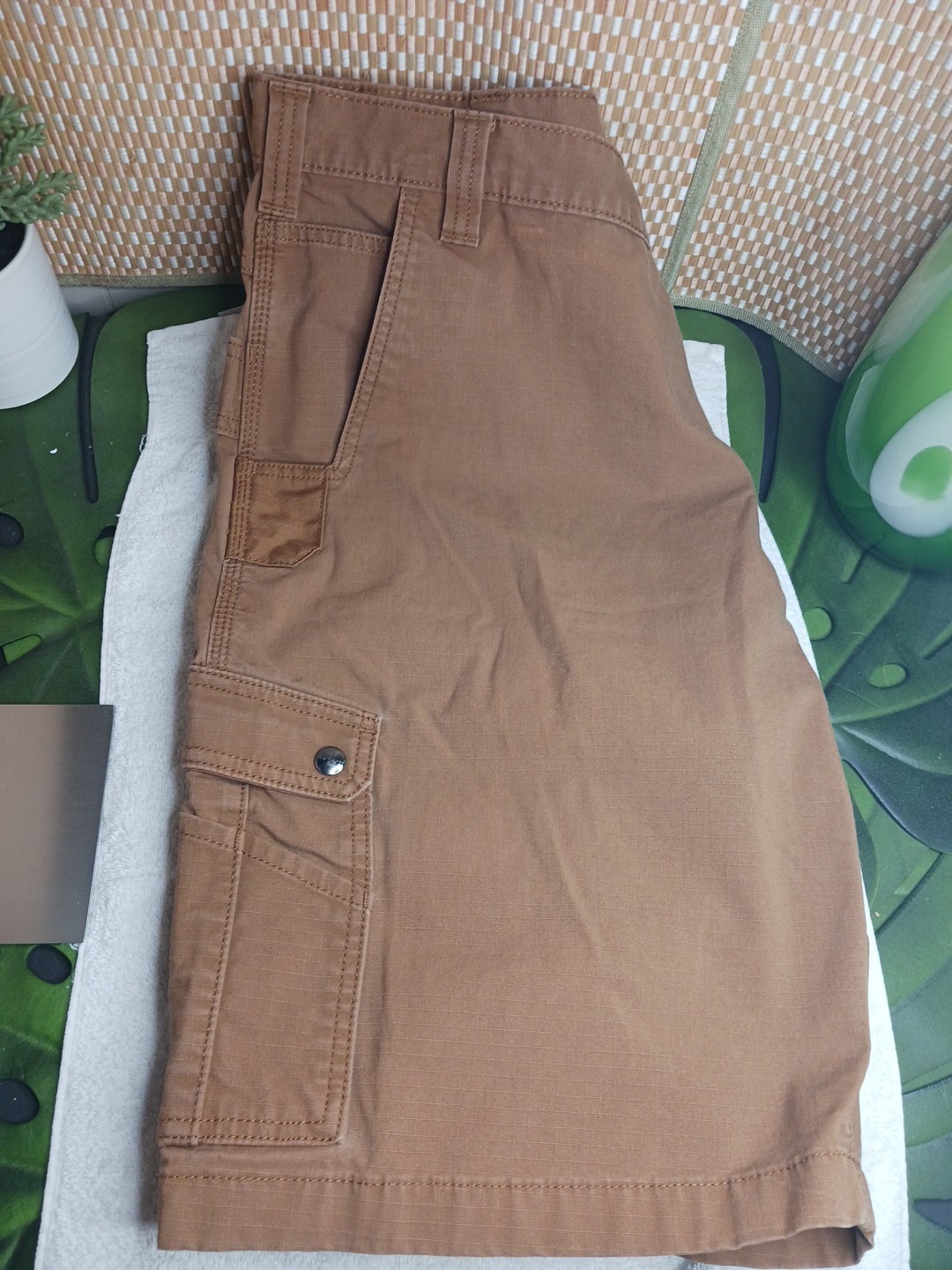 Carhartt Utility Carpenter Shorts Side Button Pocket Loop Men US 42 Orange-Brown