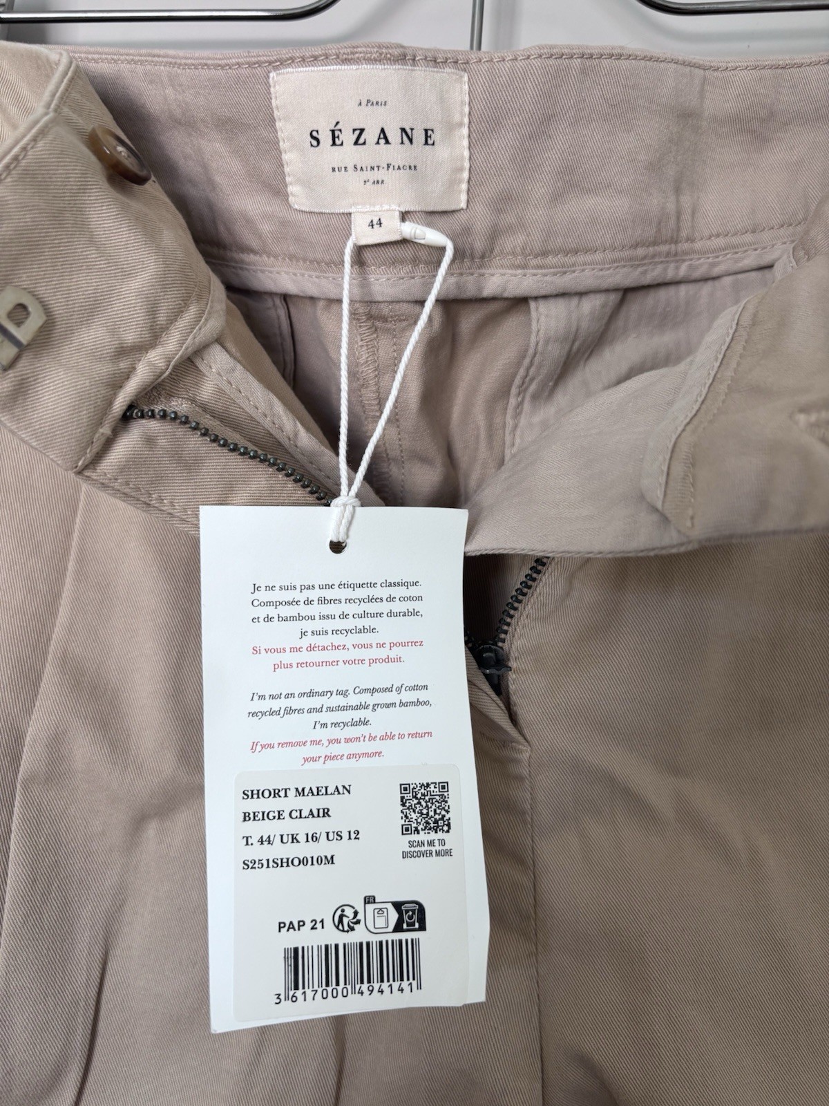 Sézane Maelan Chino Shorts – Light Beige US 12