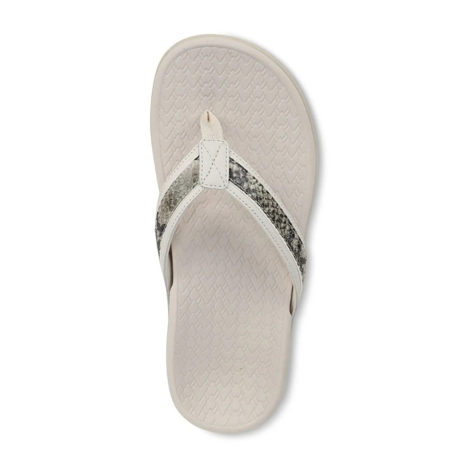 VIONICS Tide 2.0 Toe Post Sandal – Cream Snake Print Leather NEW