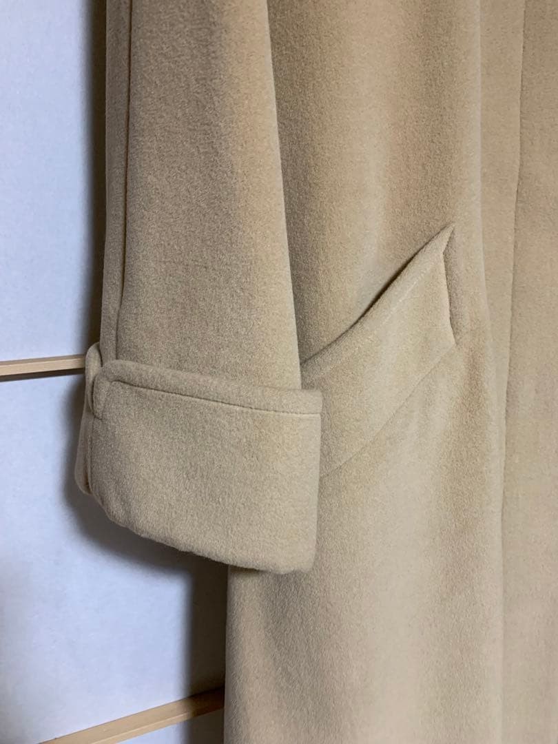 Burberrys angora gold button long coat beige