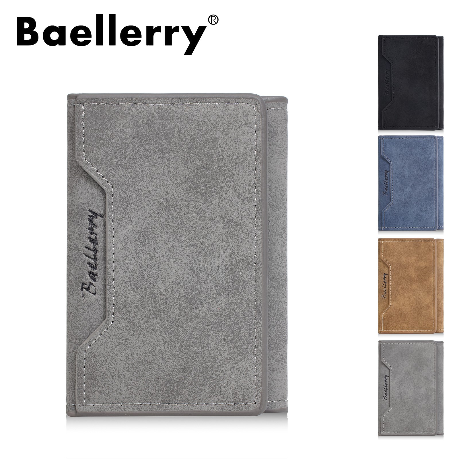 Men Slim Wallet Trifold PU Leather Front Pocket Credit Card Holder Handbag Purse