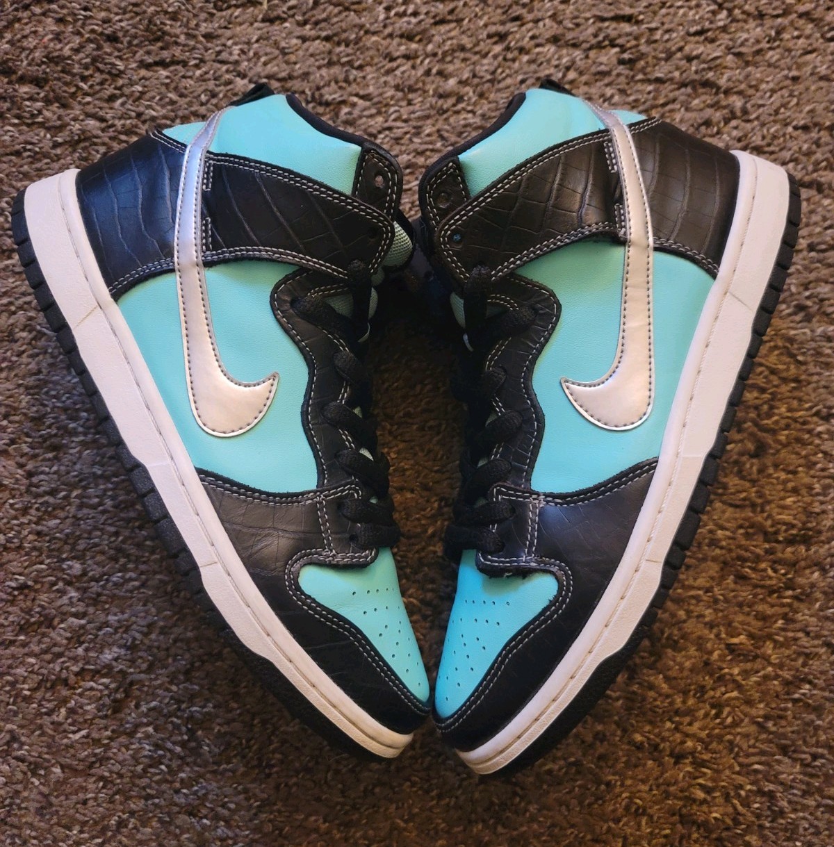 Nike SB Dunk High Premium PRM Tiffany Diamond Supply Co Aqua/Chrome-Black Size 8