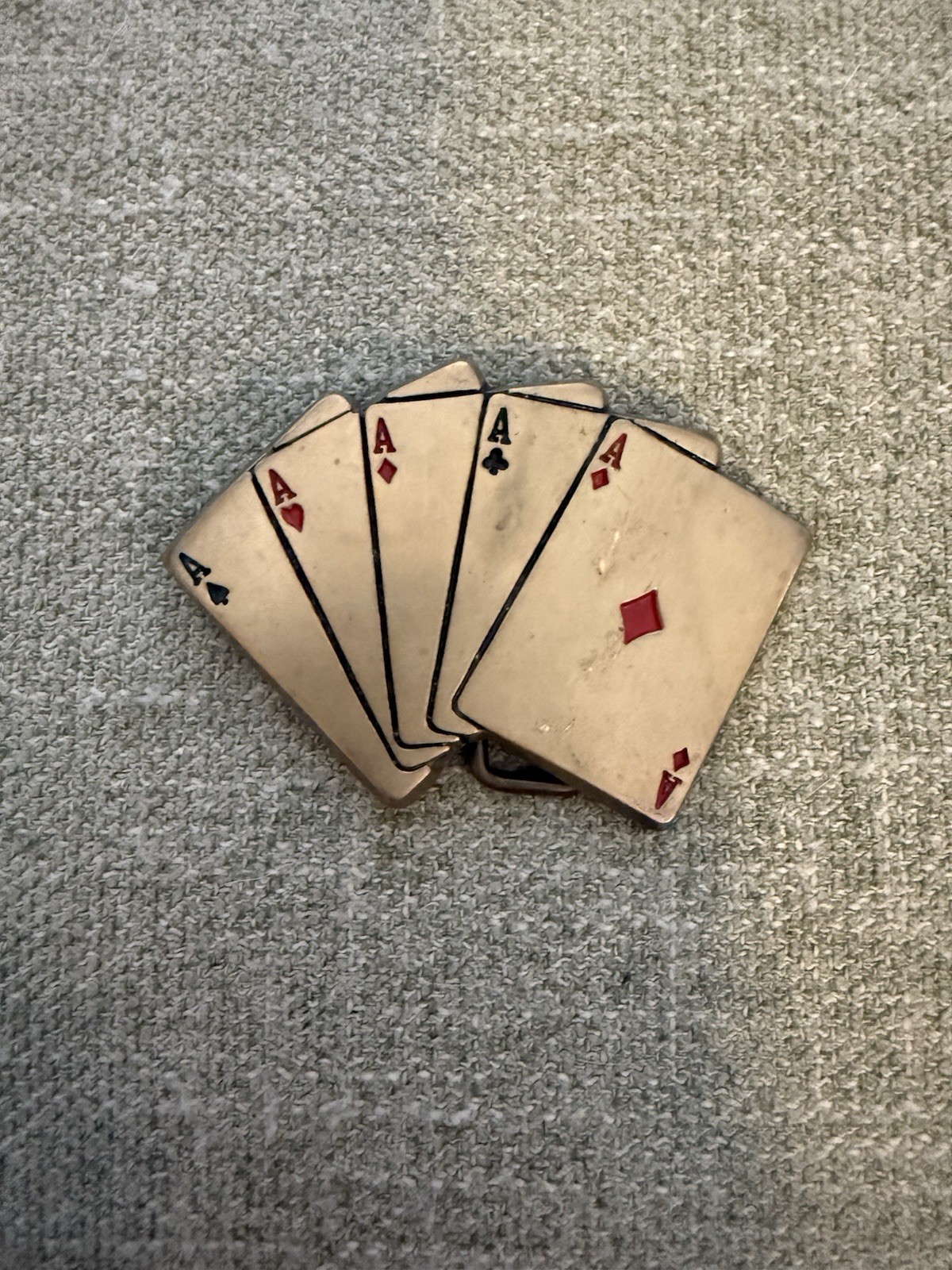 Vintage Baron Buckles BBB Solid Brass 5 Aces Playing Cards Belt Buckle 3 inches