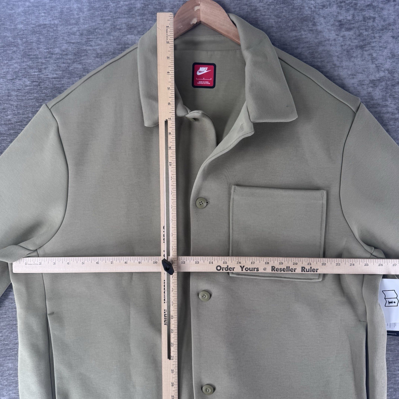 Nike Tech Fleece Oversized Shacket Jacket Men’s Large Olive Green FZ7566-276 NWT